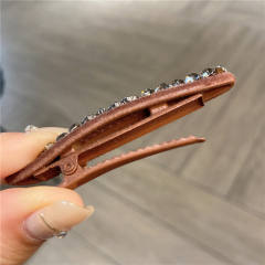 Elegant shiny rhinestone crystal velvet duckbill hair clips