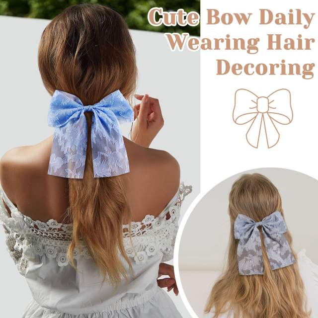 Spring summer new plain color lace bow duckbill hair clips