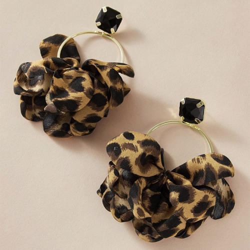 Exaggerated Color Leopard Print Fabric Earrings collection