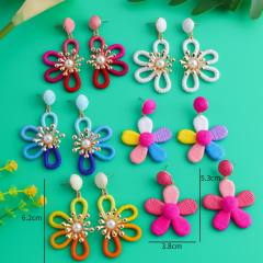 Hand-woven thread petal earrings colorful flower earrings