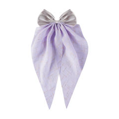 Hot sale two fabric mix bow duckbill hair clips with tails