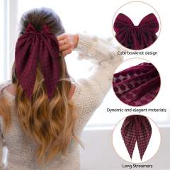 Hot sale two fabric mix bow duckbill hair clips with tails