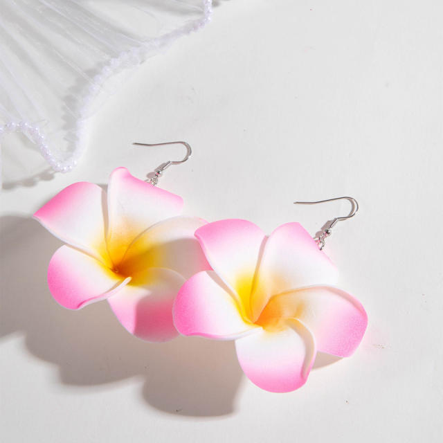 Fashion pink color fabirc flower holiday earrings collection
