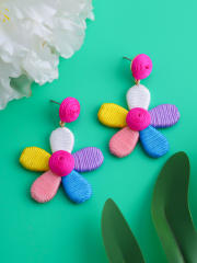 Hand-woven thread petal earrings colorful flower earrings