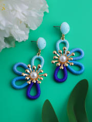 Hand-woven thread petal earrings colorful flower earrings