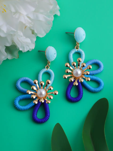 Hand-woven thread petal earrings colorful flower earrings