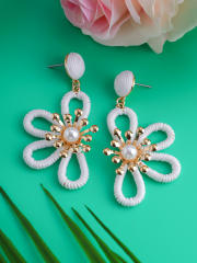 Hand-woven thread petal earrings colorful flower earrings