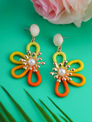 Hand-woven thread petal earrings colorful flower earrings