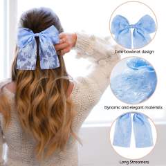 Spring summer new plain color lace bow duckbill hair clips