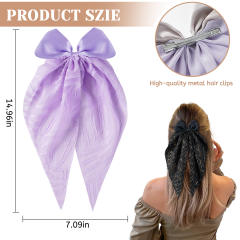 Hot sale two fabric mix bow duckbill hair clips with tails