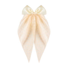 Hot sale two fabric mix bow duckbill hair clips with tails