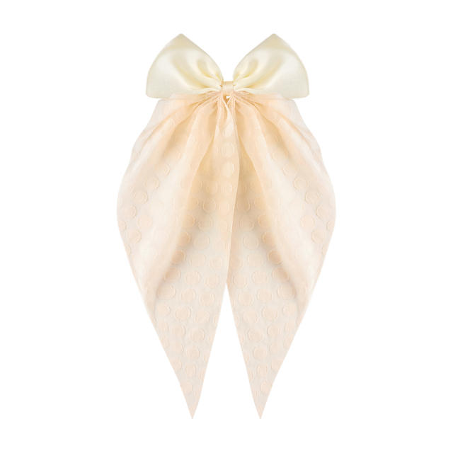 Hot sale two fabric mix bow duckbill hair clips with tails