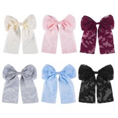 Spring summer new plain color lace bow duckbill hair clips