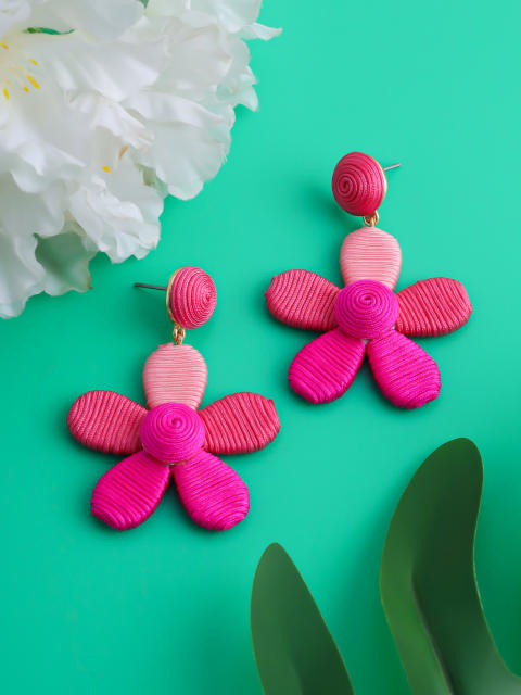 Hand-woven thread petal earrings colorful flower earrings