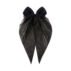 Hot sale two fabric mix bow duckbill hair clips with tails