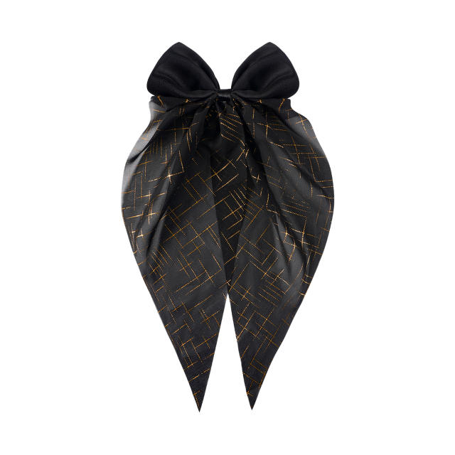 Hot sale two fabric mix bow duckbill hair clips with tails
