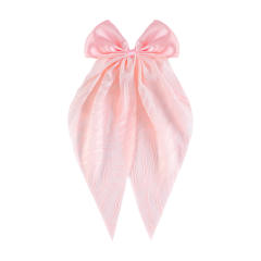 Hot sale two fabric mix bow duckbill hair clips with tails
