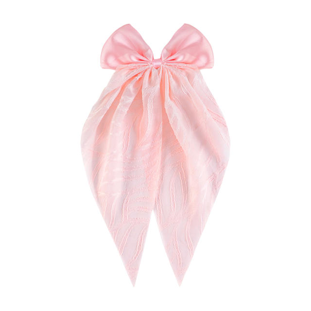 Hot sale two fabric mix bow duckbill hair clips with tails