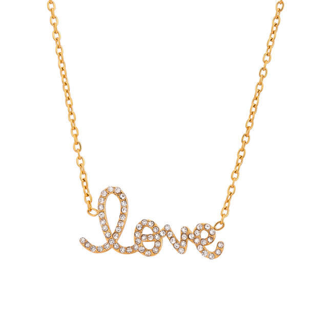 Dainty diamond love letter stainless steel necklace Valentine's Day necklace