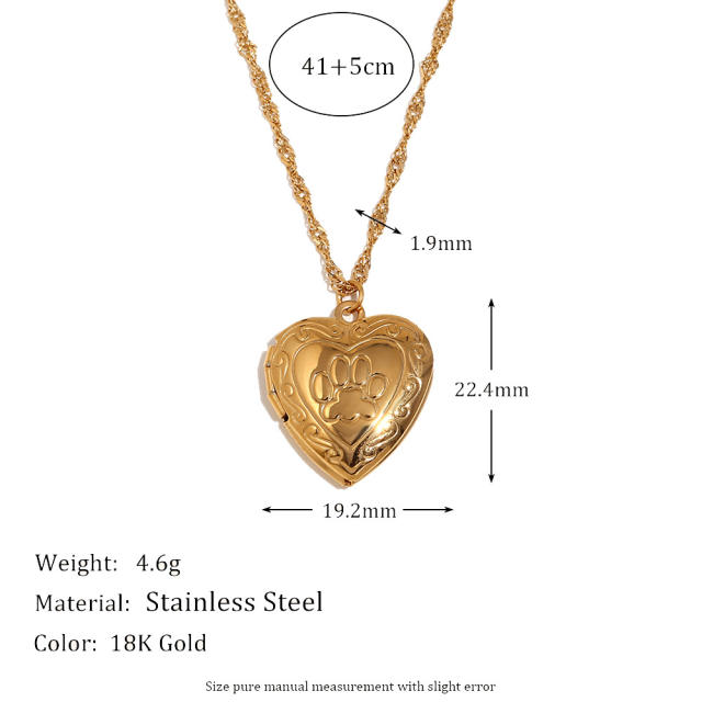 Hot sale stainless steel locket necklace heart pendant necklace
