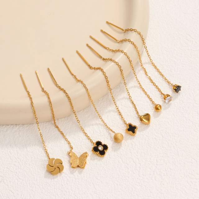 Elegant easy match stainless steel threader earrings for women