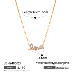 Dainty diamond love letter stainless steel necklace Valentine's Day necklace