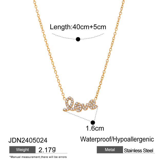 Dainty diamond love letter stainless steel necklace Valentine's Day necklace