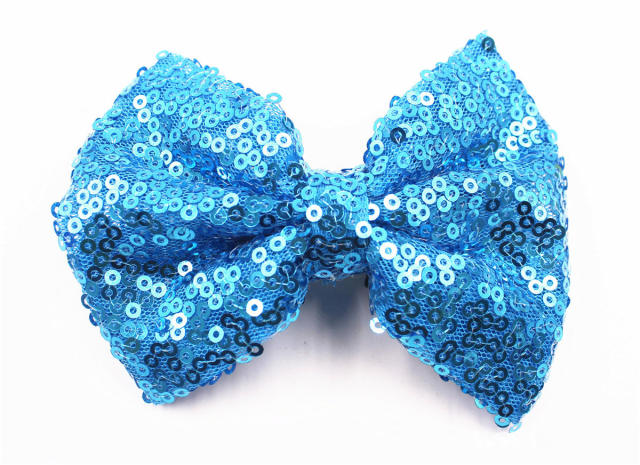 Hot sale sequins sweet bow duckbill hair clips for kids 4inch