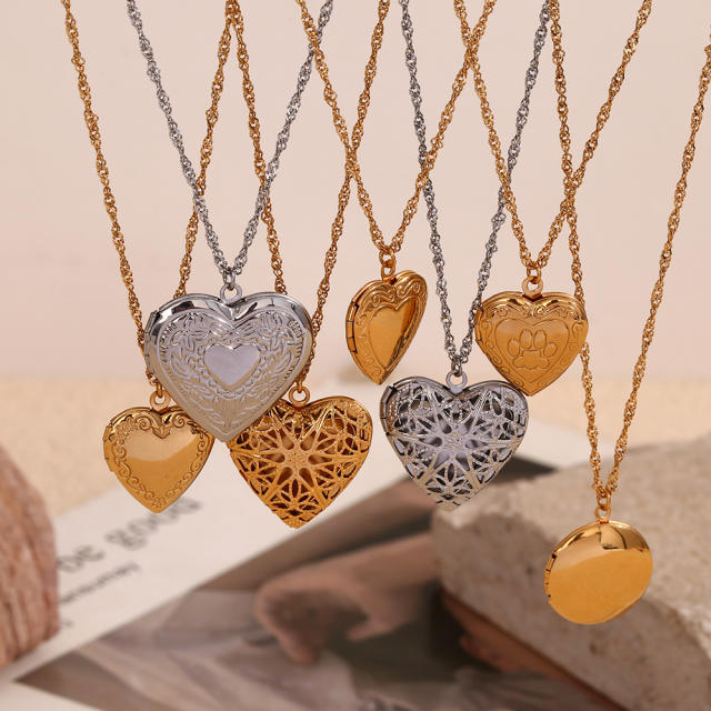 Hot sale stainless steel locket necklace heart pendant necklace