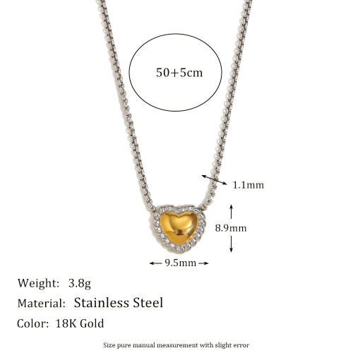 18KG sweet heart mix color stainless steel necklace earrings set