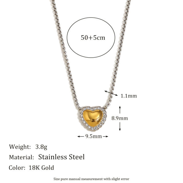 18KG sweet heart mix color stainless steel necklace earrings set