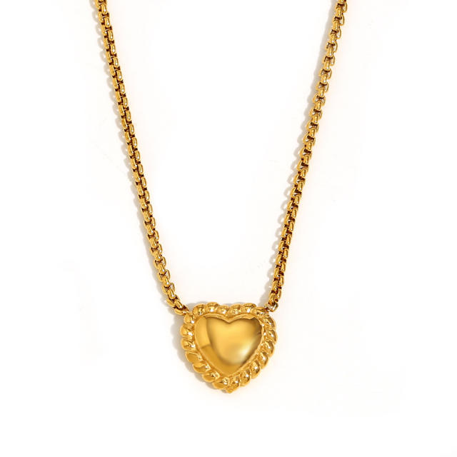 18KG sweet heart mix color stainless steel necklace earrings set