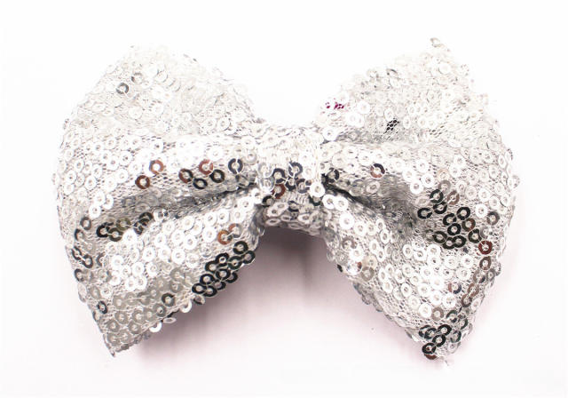 Hot sale sequins sweet bow duckbill hair clips for kids 4inch