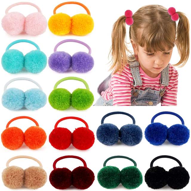 Sweet pom pom hair ties for kids