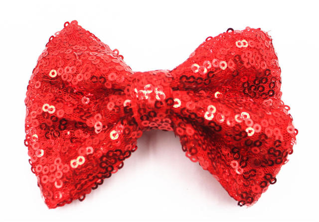 Hot sale sequins sweet bow duckbill hair clips for kids 4inch