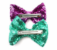Hot sale sequins sweet bow duckbill hair clips for kids 4inch
