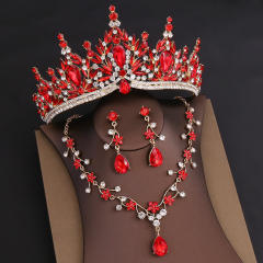 Baroque colorful glass crystal jelly color crown necklace set