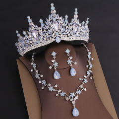 Baroque colorful glass crystal jelly color crown necklace set