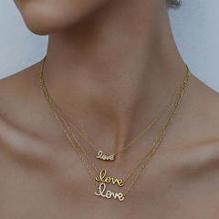 Dainty diamond love letter stainless steel necklace Valentine's Day necklace