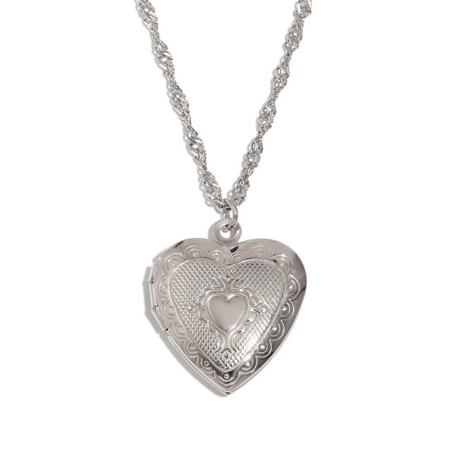 Hot sale stainless steel locket necklace heart pendant necklace