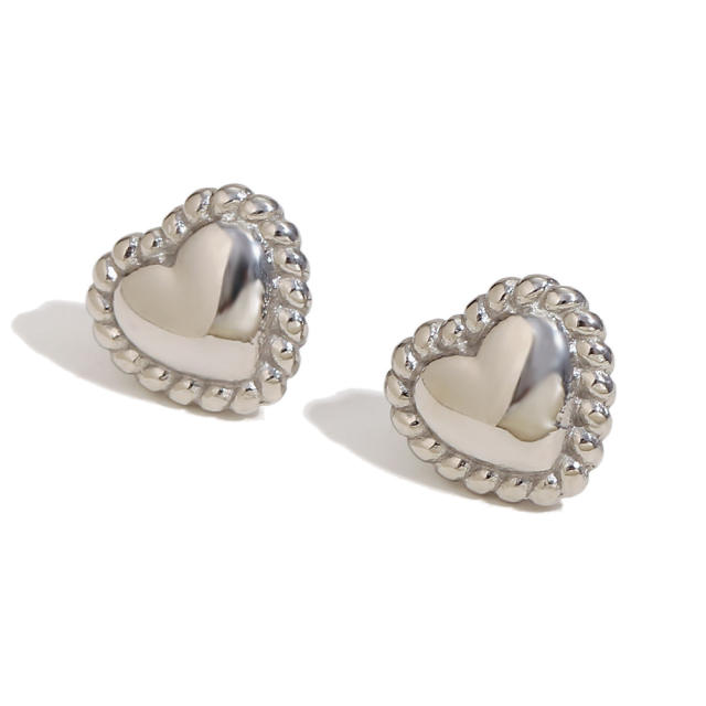18KG sweet heart mix color stainless steel necklace earrings set