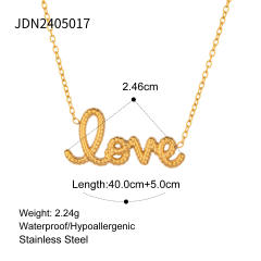 Dainty diamond love letter stainless steel necklace Valentine's Day necklace