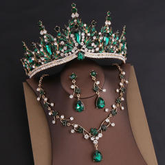 Baroque colorful glass crystal jelly color crown necklace set