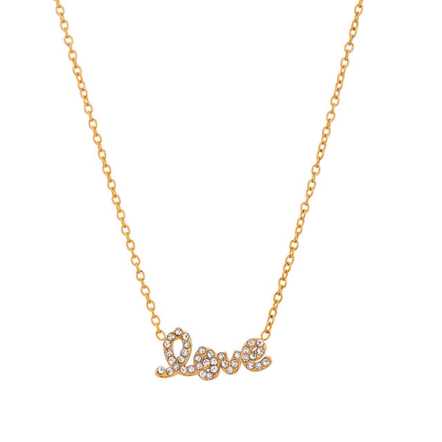 Dainty diamond love letter stainless steel necklace Valentine's Day necklace