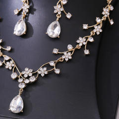 Baroque colorful glass crystal jelly color crown necklace set