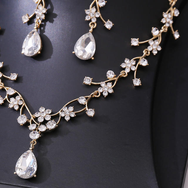 Baroque colorful glass crystal jelly color crown necklace set