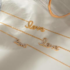 Dainty diamond love letter stainless steel necklace Valentine's Day necklace
