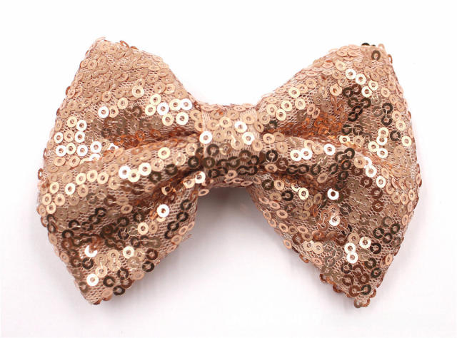 Hot sale sequins sweet bow duckbill hair clips for kids 4inch