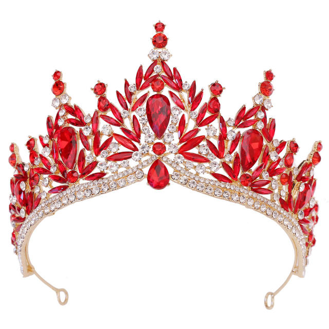 Baroque colorful glass crystal jelly color crown necklace set