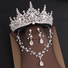 Baroque colorful glass crystal jelly color crown necklace set
